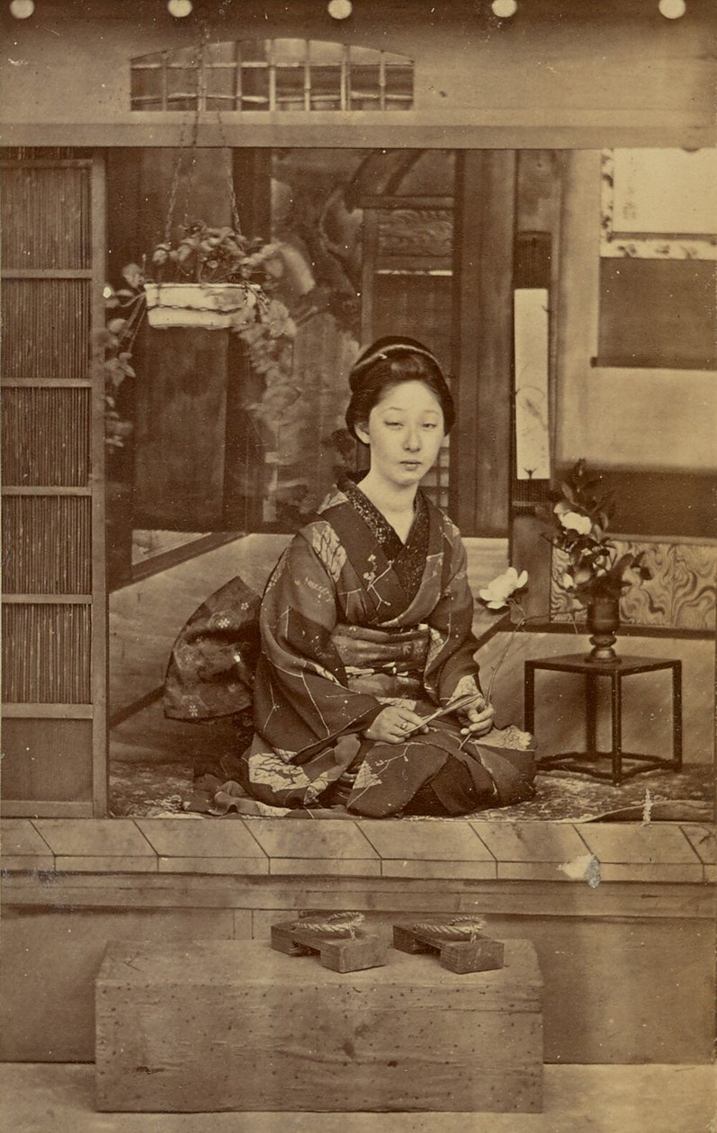 [Knælende japansk kvinde] af Unknown artist