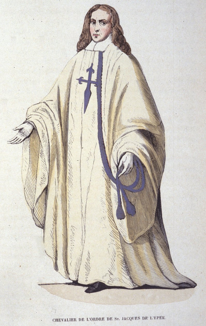 Ridder af Sankt Jakobs Sværdorden, militærorden grundlagt i Spanien i 1170. Indgravering af det 19. århundrede. af Unknown artist