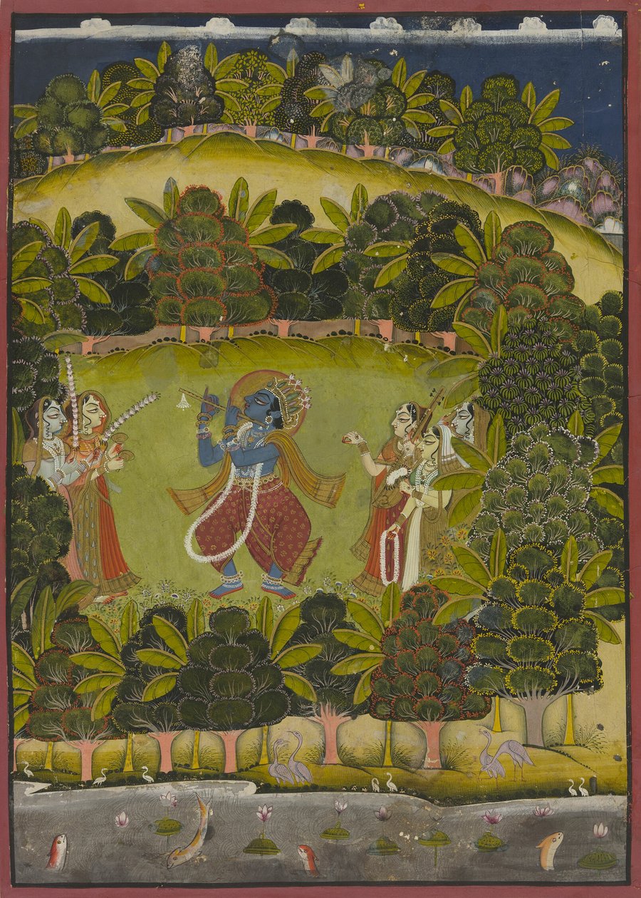 Krishna fløjter for gopierne af Unknown artist