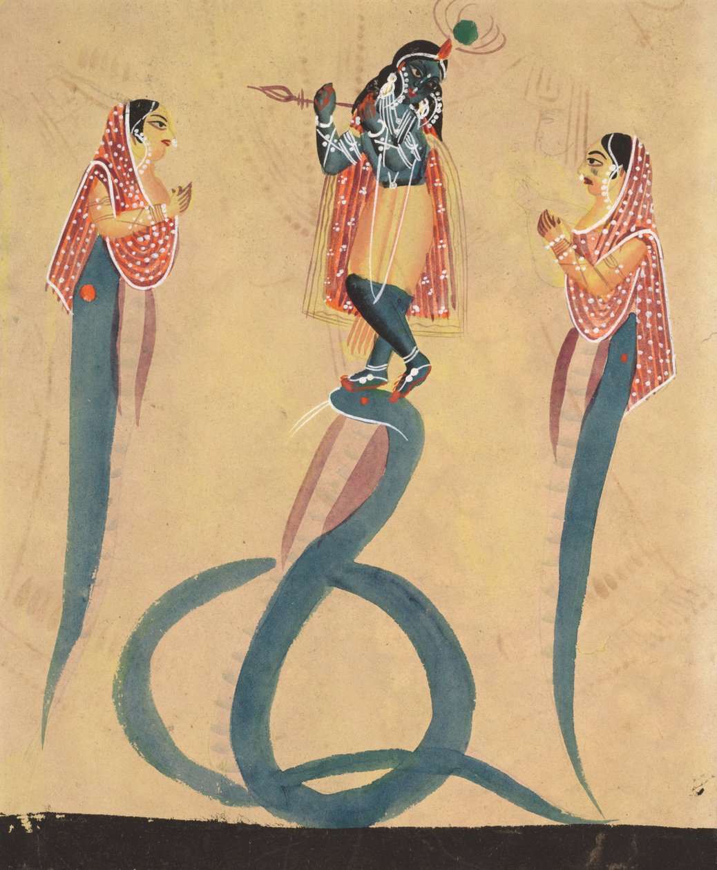 Krishna Quells The Serpent Kalia af Unknown artist