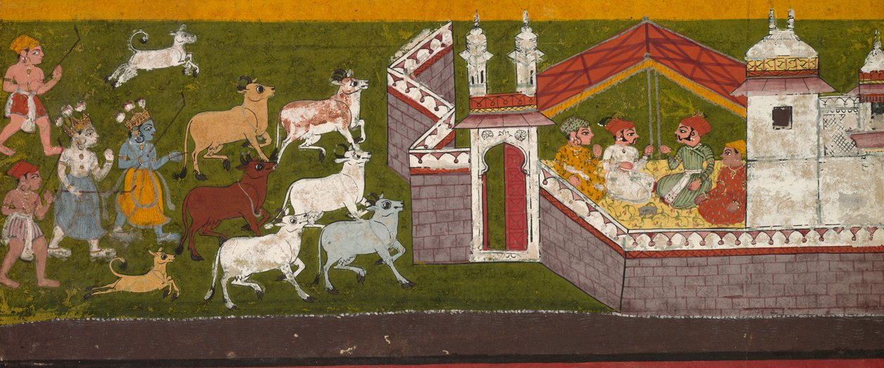 Krishna og Balarama nærmer sig Mathura af Unknown artist