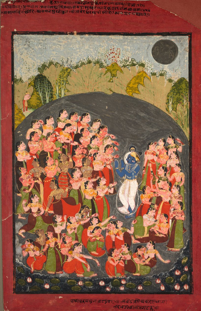 Krishna og gopierne samles til Rasamandala af Unknown artist