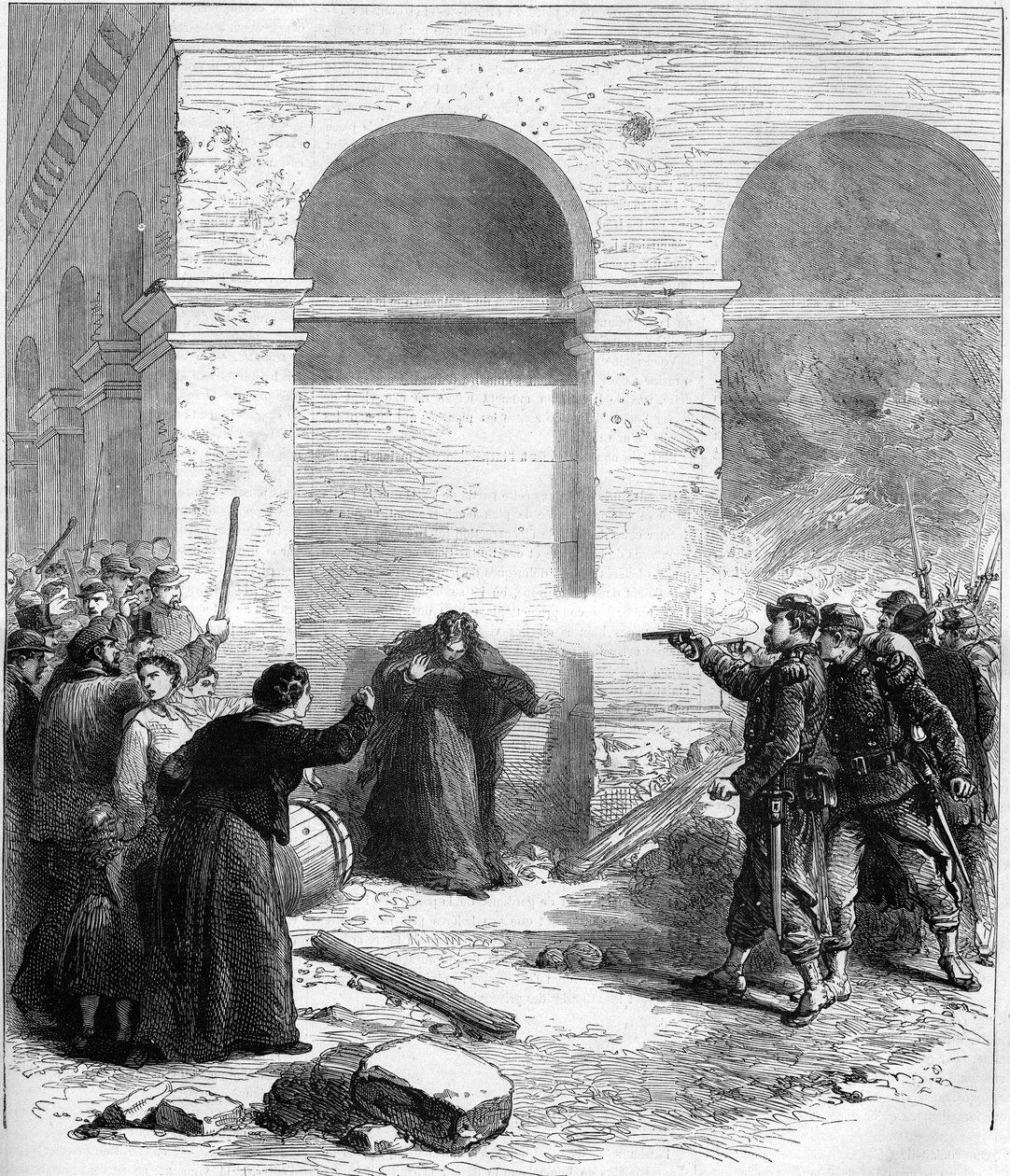 Pariserkommunen i 1871. Petroleumsoverraskelse rue de Rivoli. af Unknown artist