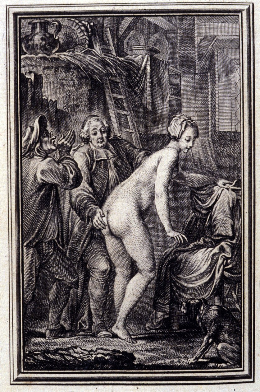 La mare du compere Pierre- i ""Fortællinger og noveller på vers"" af Jean La Fontaine. 1762. af Unknown artist