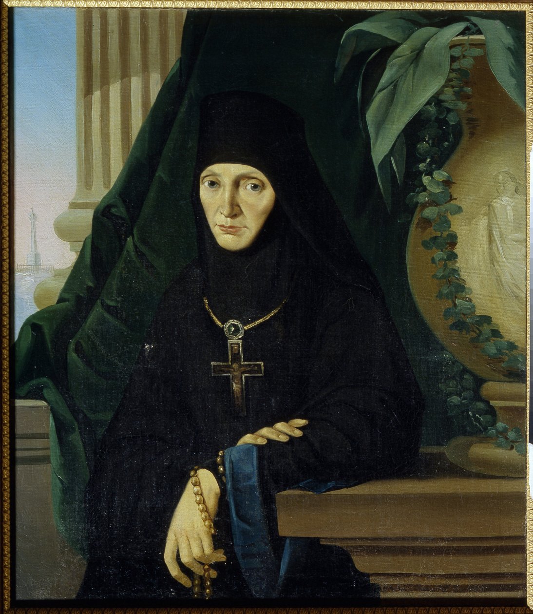 La mere superieure Maria (Margarita Tuchkova) (Moder Superior Maria (Tuchkova). Higoumene (hegoumene) fra det ortodokse kloster Spaso Borodinsky, i 1812, under invasionen af ​​Napoleons Grande Armee (1769-1821). Anonymt maleri, olie på lærred , vers af Unknown artist