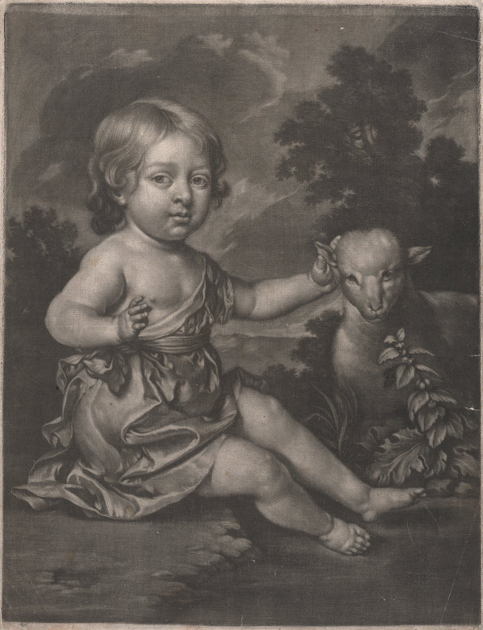 Dame (barn med lam) af Unknown artist