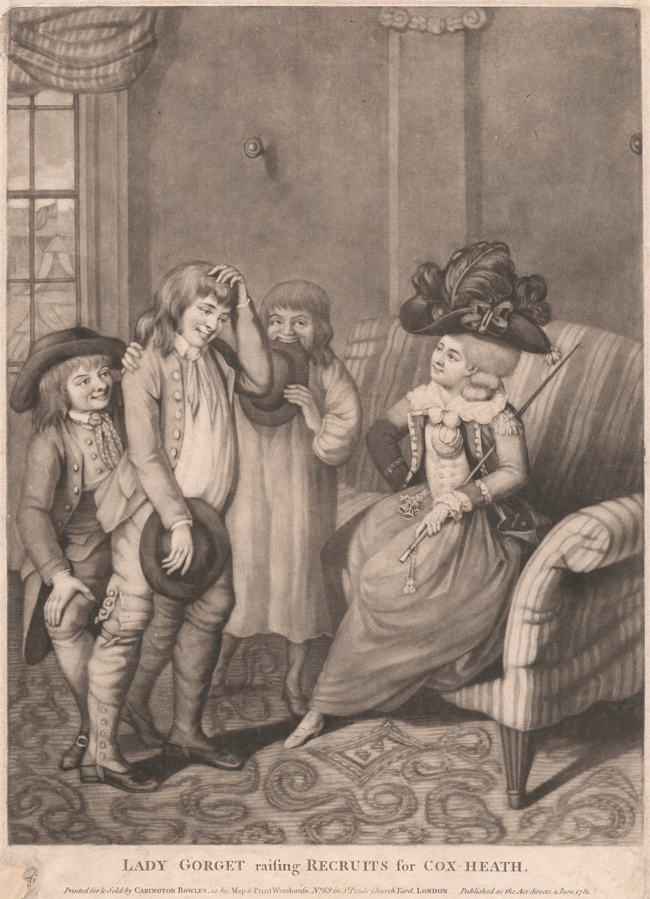 Lady Gorget rejser rekrutter til Cox Heath af Unknown artist