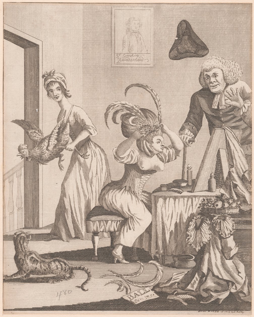 Dame forbereder sig til aften ved et bal af Unknown artist