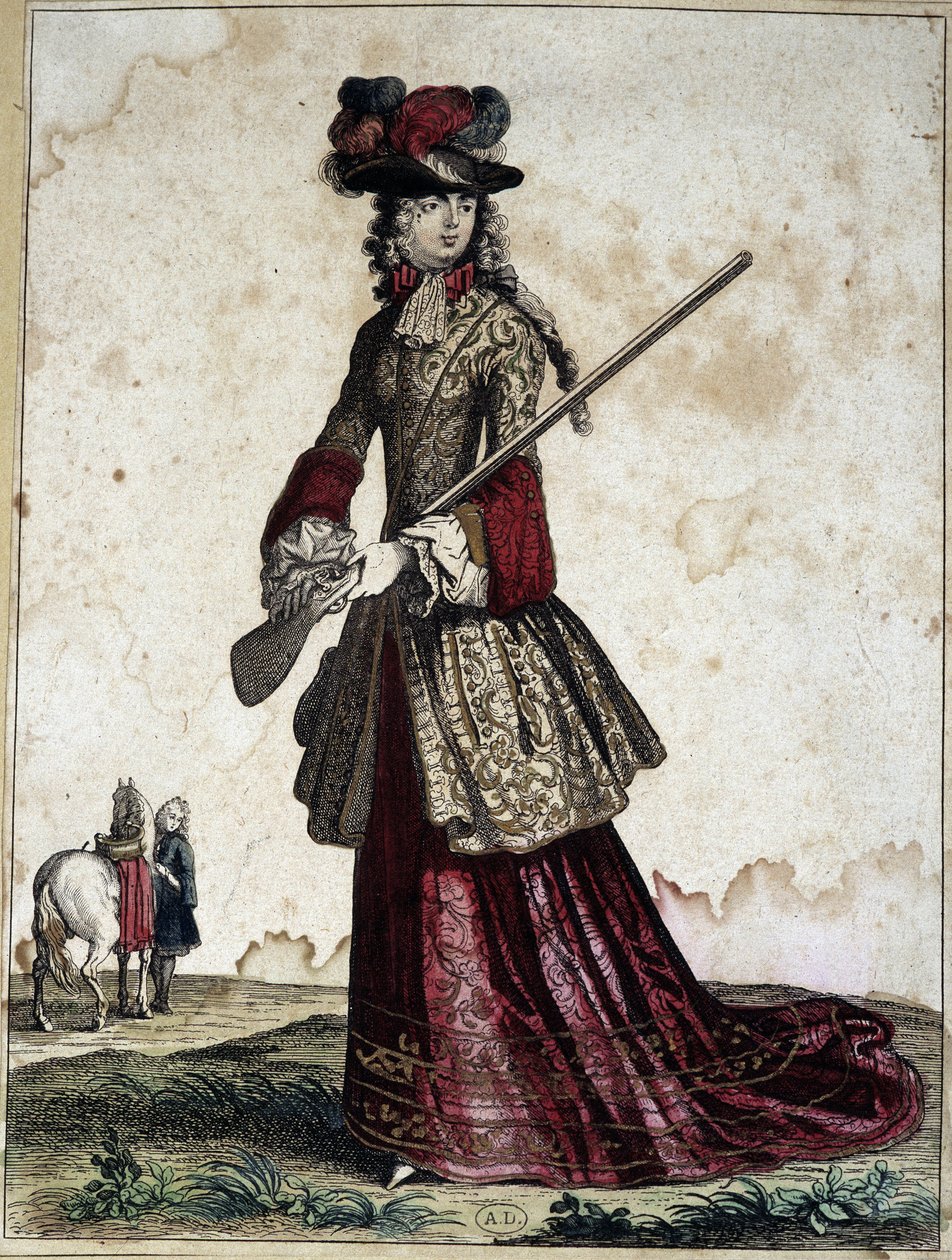 Dame i jagten - gravering af Unknown artist