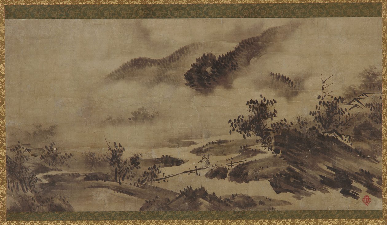 Landskab: bjerge, tåge og vandløb af Unknown artist