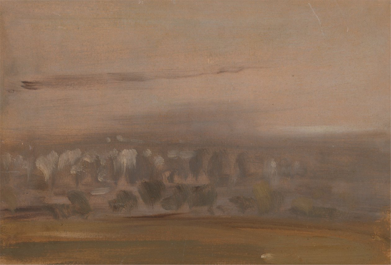 Landskab med træer på en skråning af Unknown artist