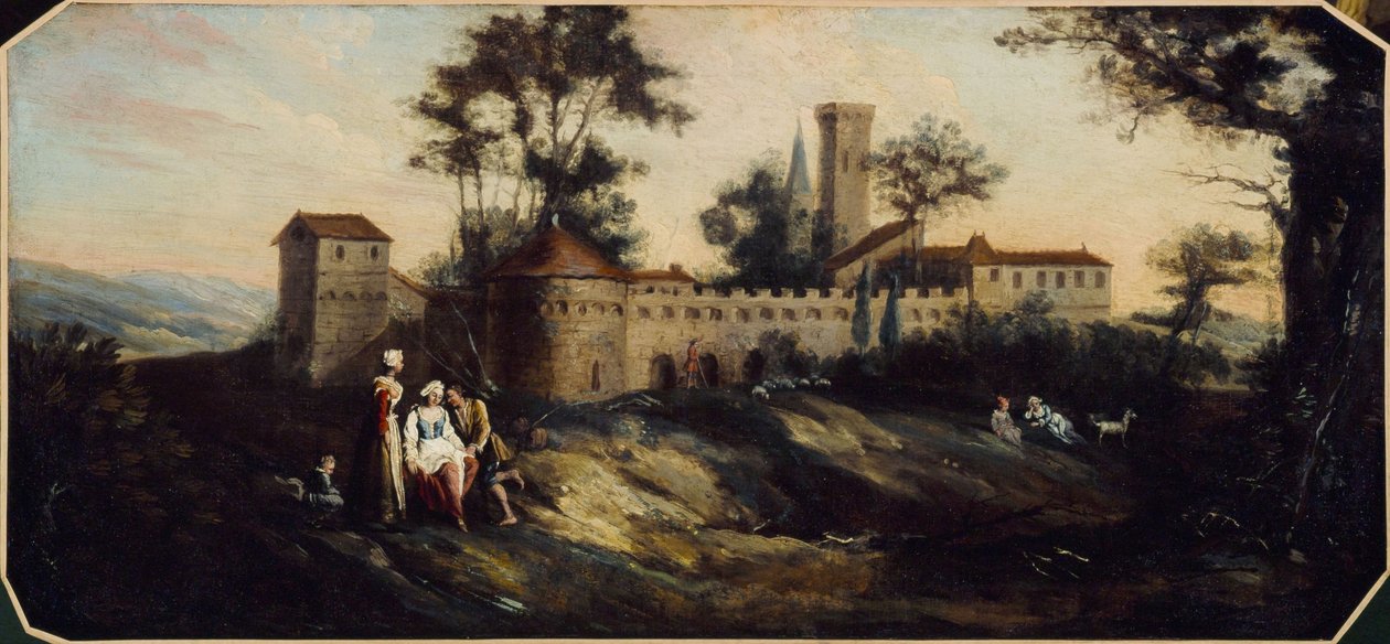 Landskab med befæstet borg. Mellem 1701 og 1800 (olie) af Unknown artist
