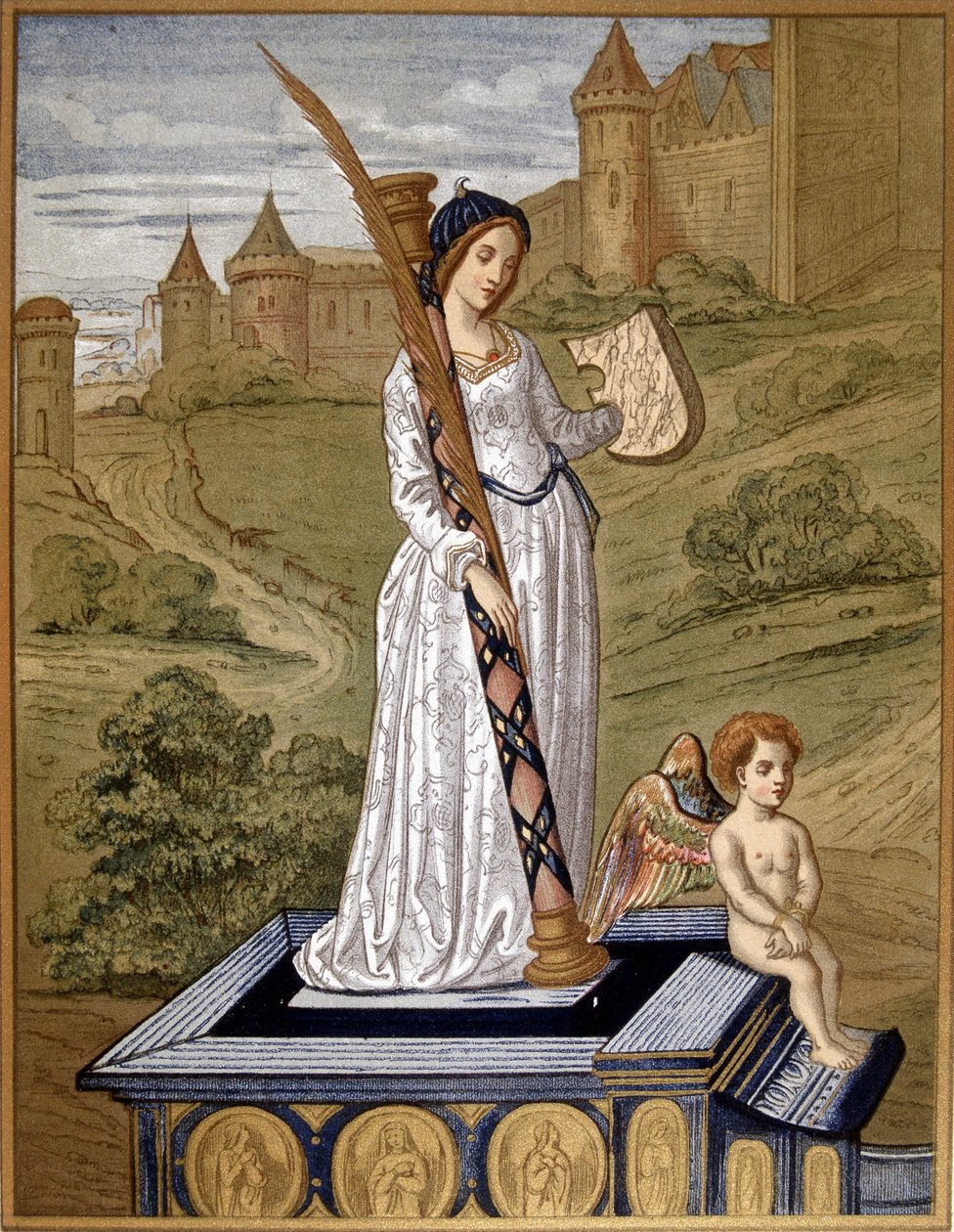 Laure leder kærligheden til kyskhedens tempel (Laura de Noves af Unknown artist