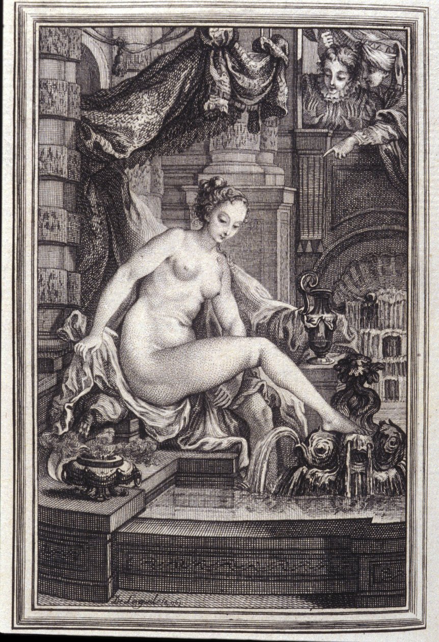 Kong Candaules og mesteren til højre - i "Fortællinger og noveller på vers" af Jean La Fontaine. 1762. af Unknown artist
