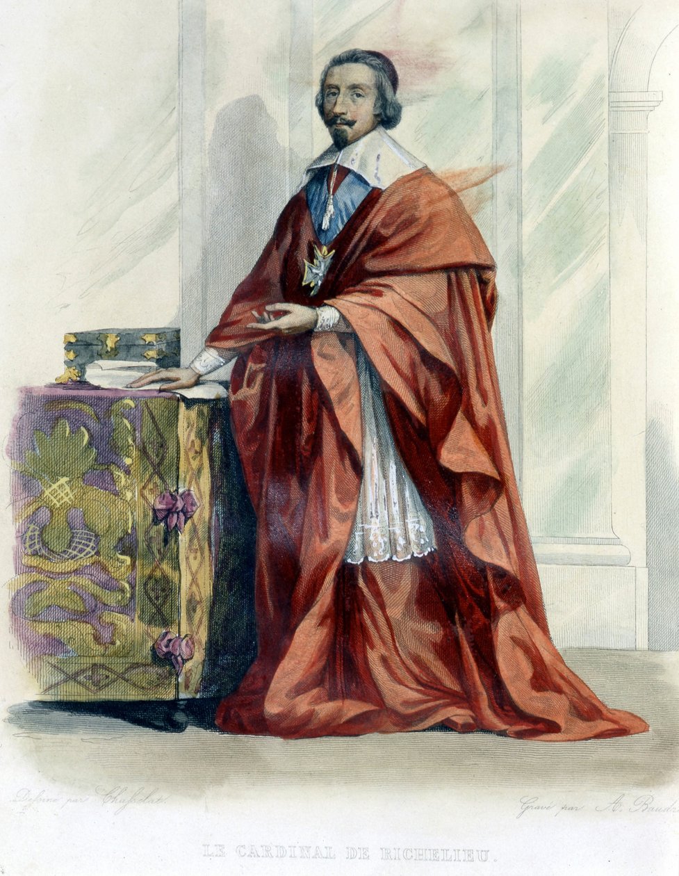Kardinal de Richelieu - i "Le Plutarque francais", red. Mennechet af Unknown artist