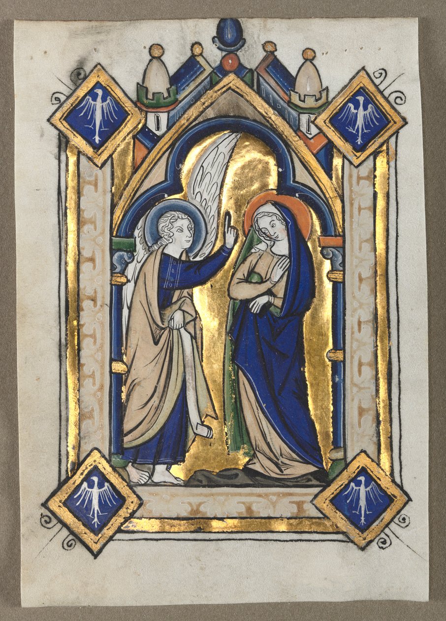 Blad udskåret fra en Psalter: Bebudelsen af Unknown artist