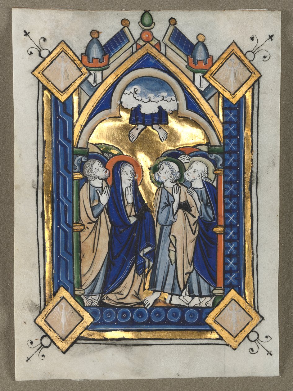 Blad udskåret fra en Psalter: Himmelfarten af Unknown artist