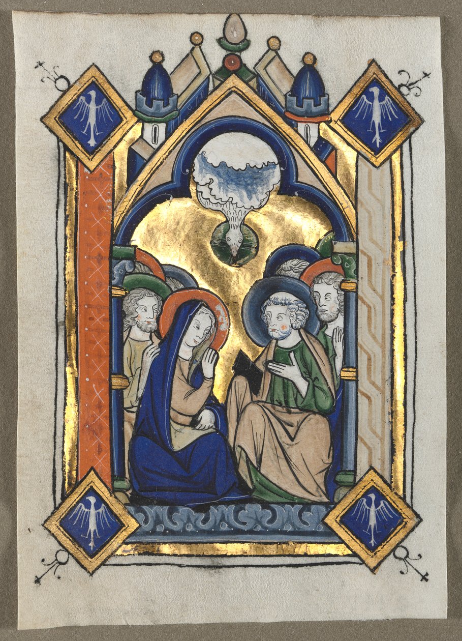 Blad udskåret fra en Psalter: Pinsen af Unknown artist