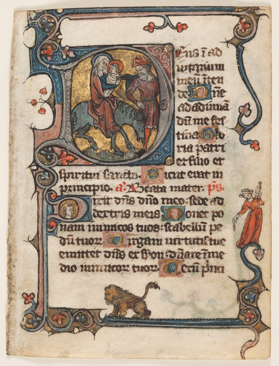 Blad fra en timebog: Indledende D: Flyvning til Egypten (2 af 2 udskårne blade) af Unknown artist