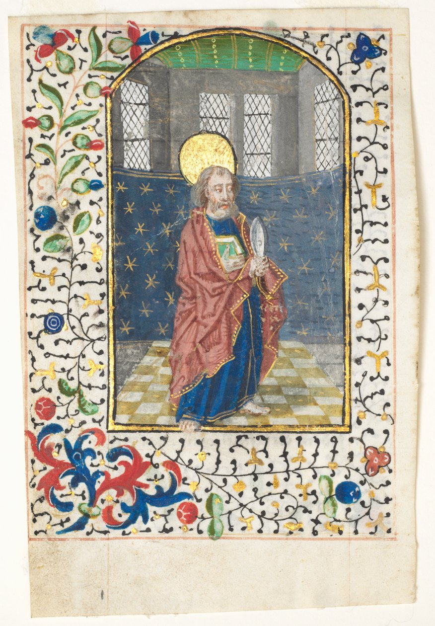 Blad fra en timebog: St. Bartholomew af Unknown artist