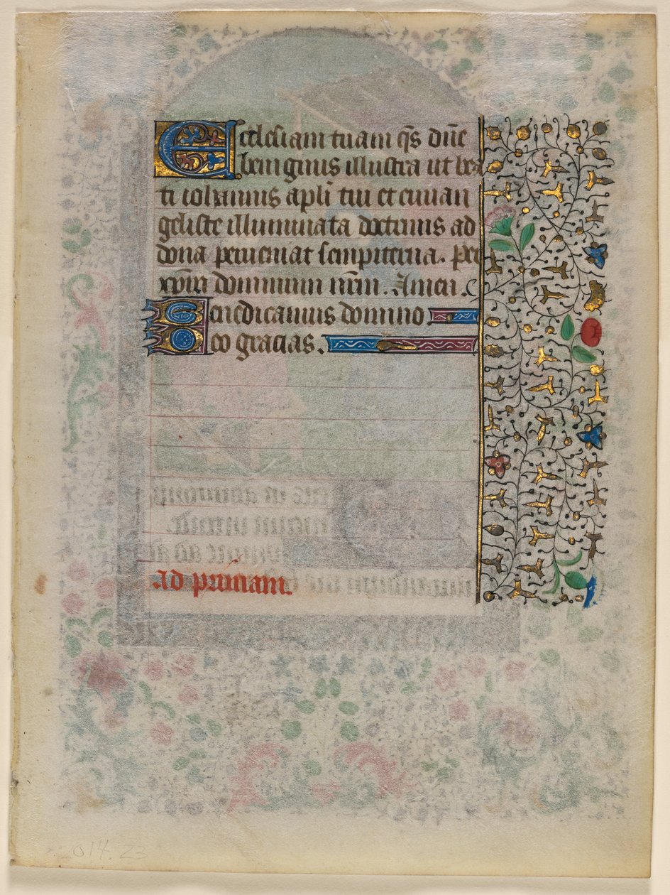 Blad fra en timebog: Tekst (verso) af Unknown artist