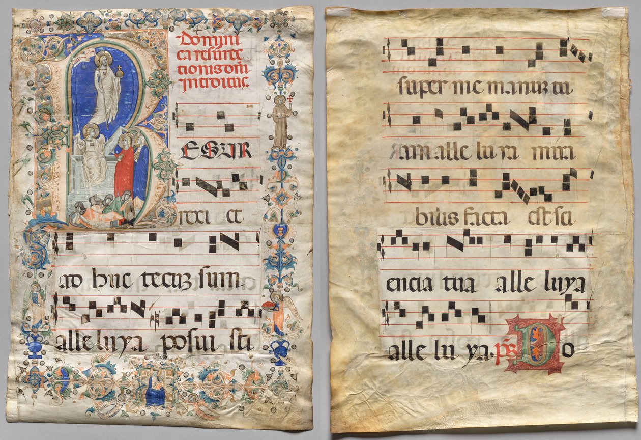 Leaf from a Gradual: Historiated initial R: The Resurrection (recto) og initial D (verso) af Unknown artist