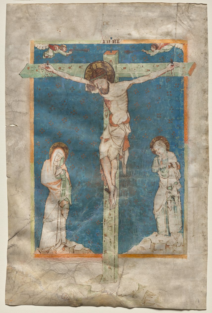 Blad fra et missal: Korsfæstelsen (recto) af Unknown artist