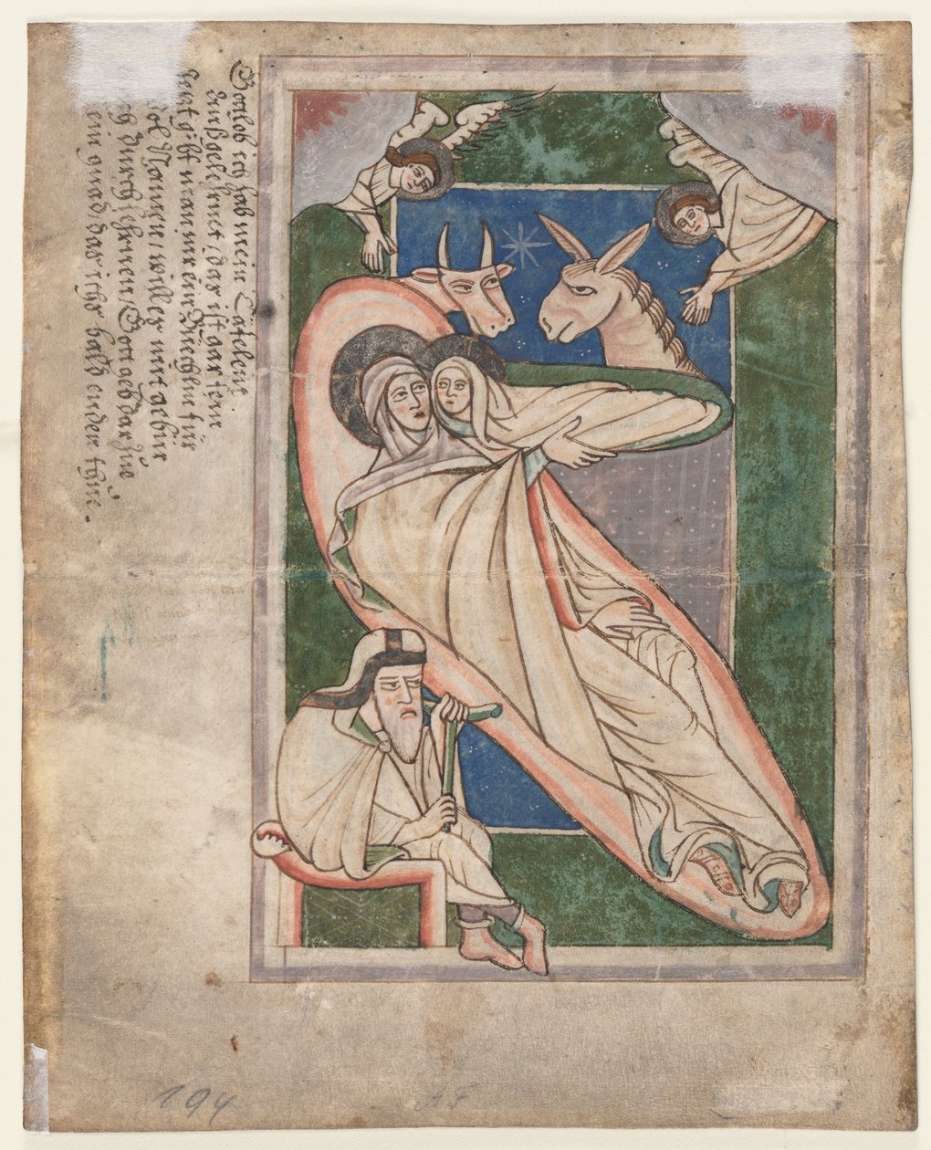 Blad fra en Psalter: Nativity (verso) af Unknown artist