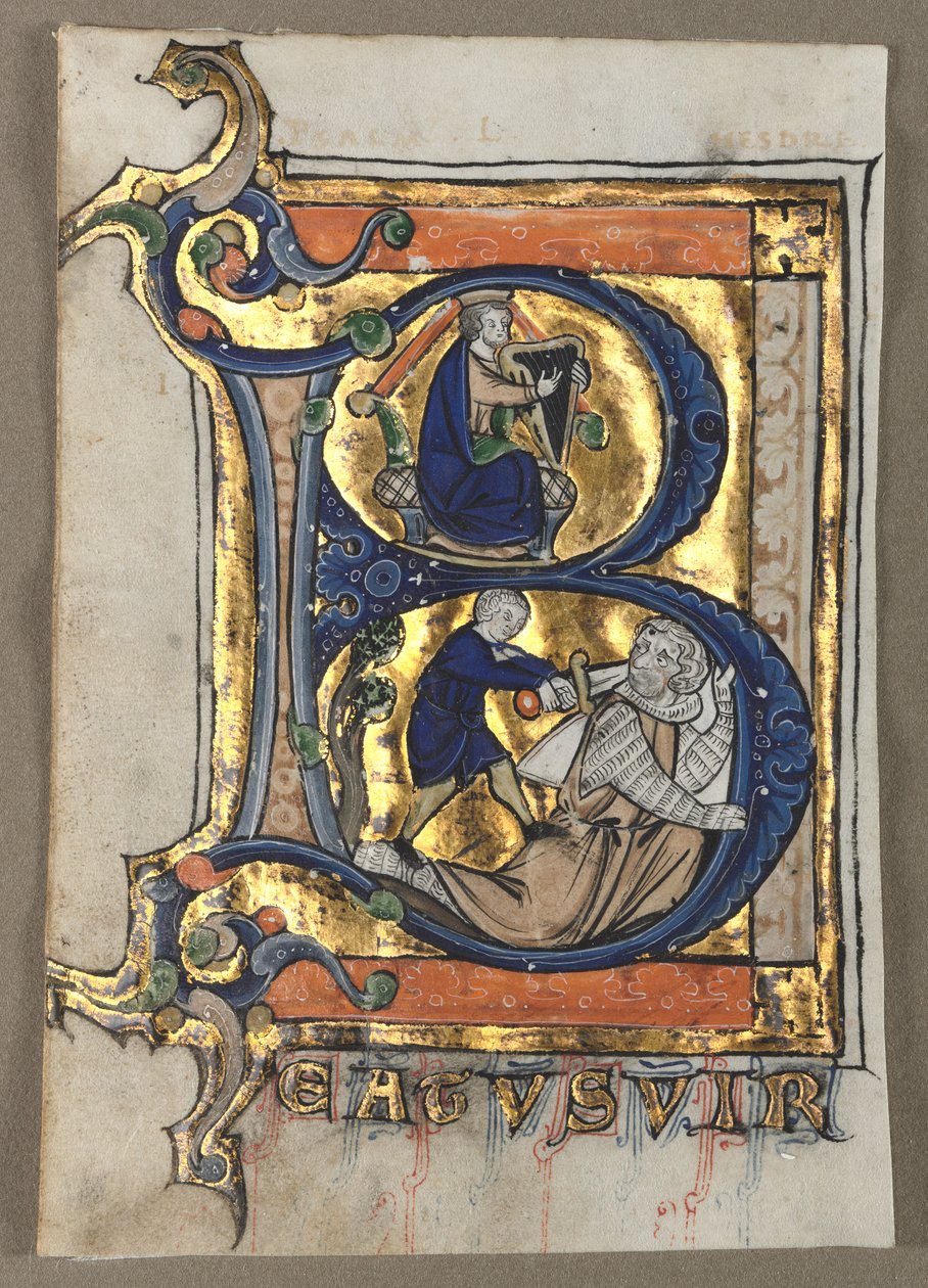 Blade udskåret fra en psalter (syv) af Unknown artist