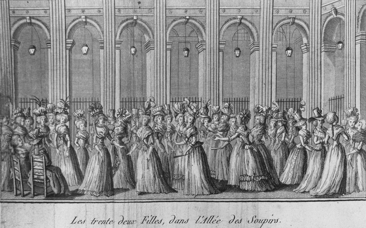 De toogtredive piger i sipirernes gyde - i "Pigerne fra Det Kongelige Palads", frontispice, bind I, red. London af Unknown artist