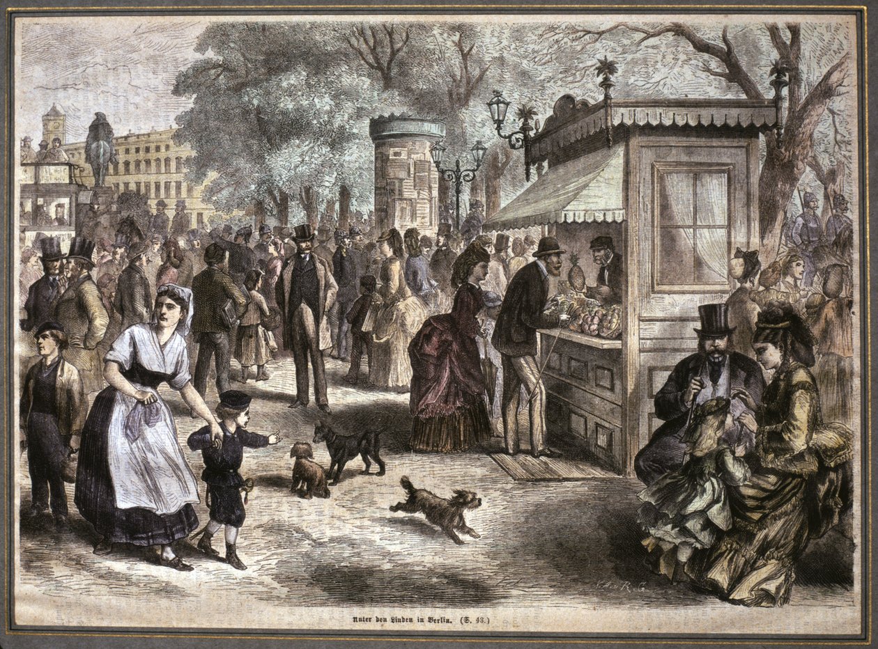 Livet i Berlin, 2. halvdel af det 19. århundrede (kobberstik) af Unknown artist