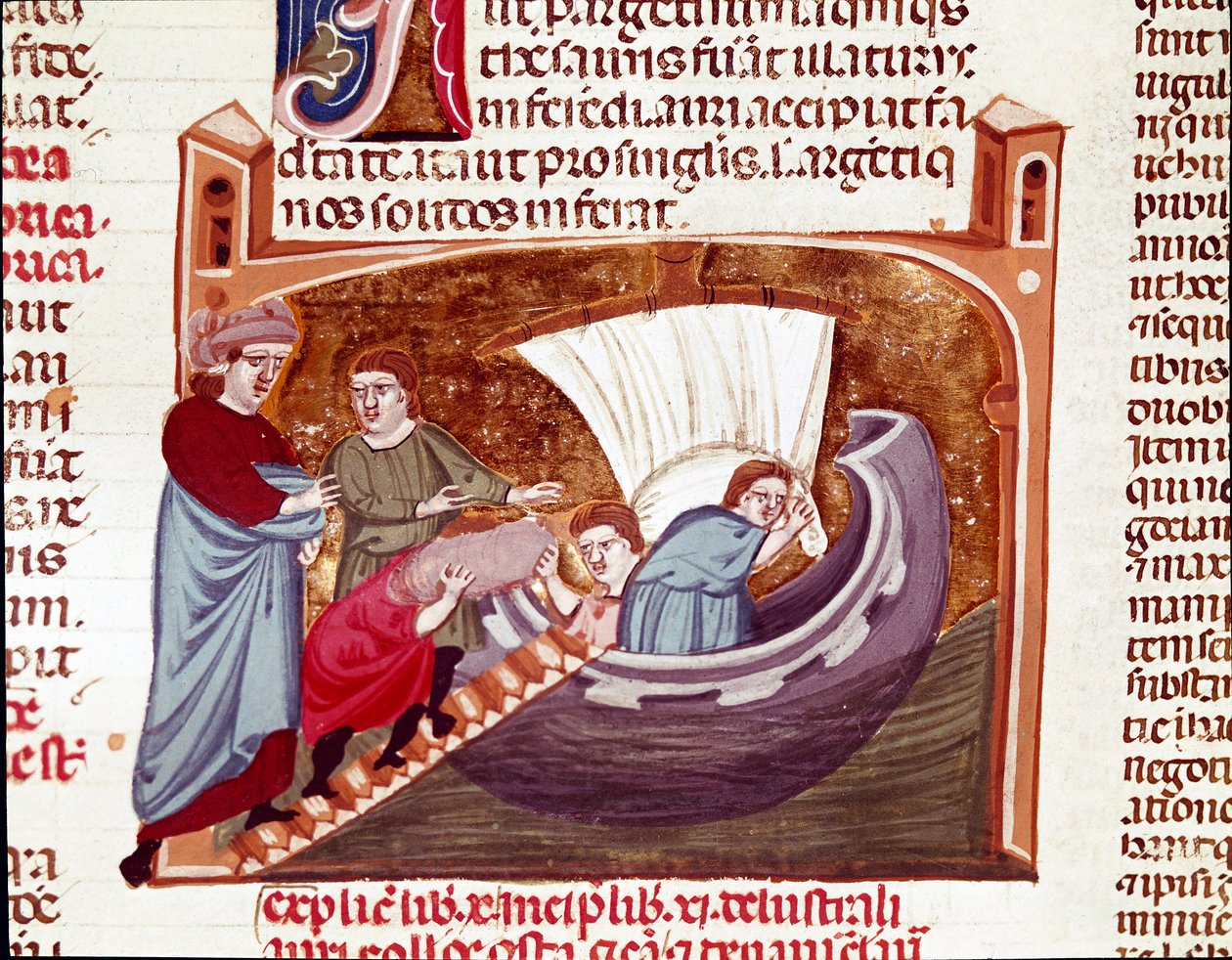 Lastning af et skib på kejser Justinians tid (miniature af Unknown artist