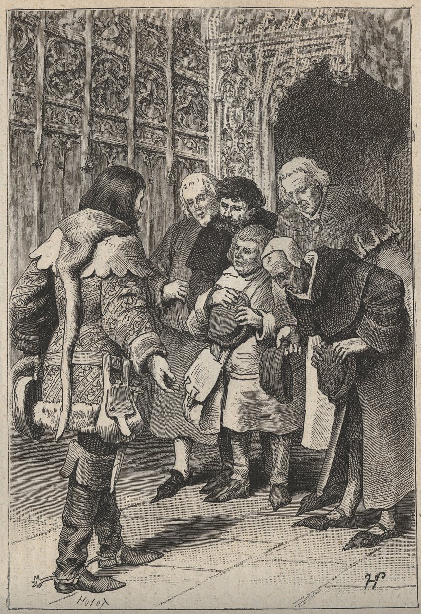 Lord Patrice Charteris and the Bourgeois of Perth - illustration fra det 19. århundrede til den historiske roman "The Pretty Girl of Perth or Valentine