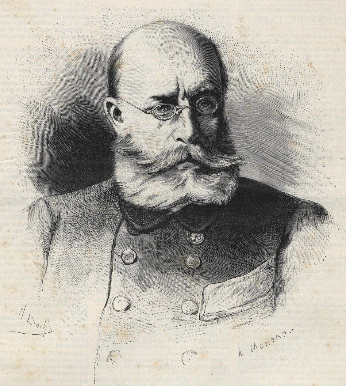 Louis Léon César Faidherbe (1818 - 1889) fransk general og kolonisator, gravering fra det 19. århundrede. Bianchetti samling af Unknown artist