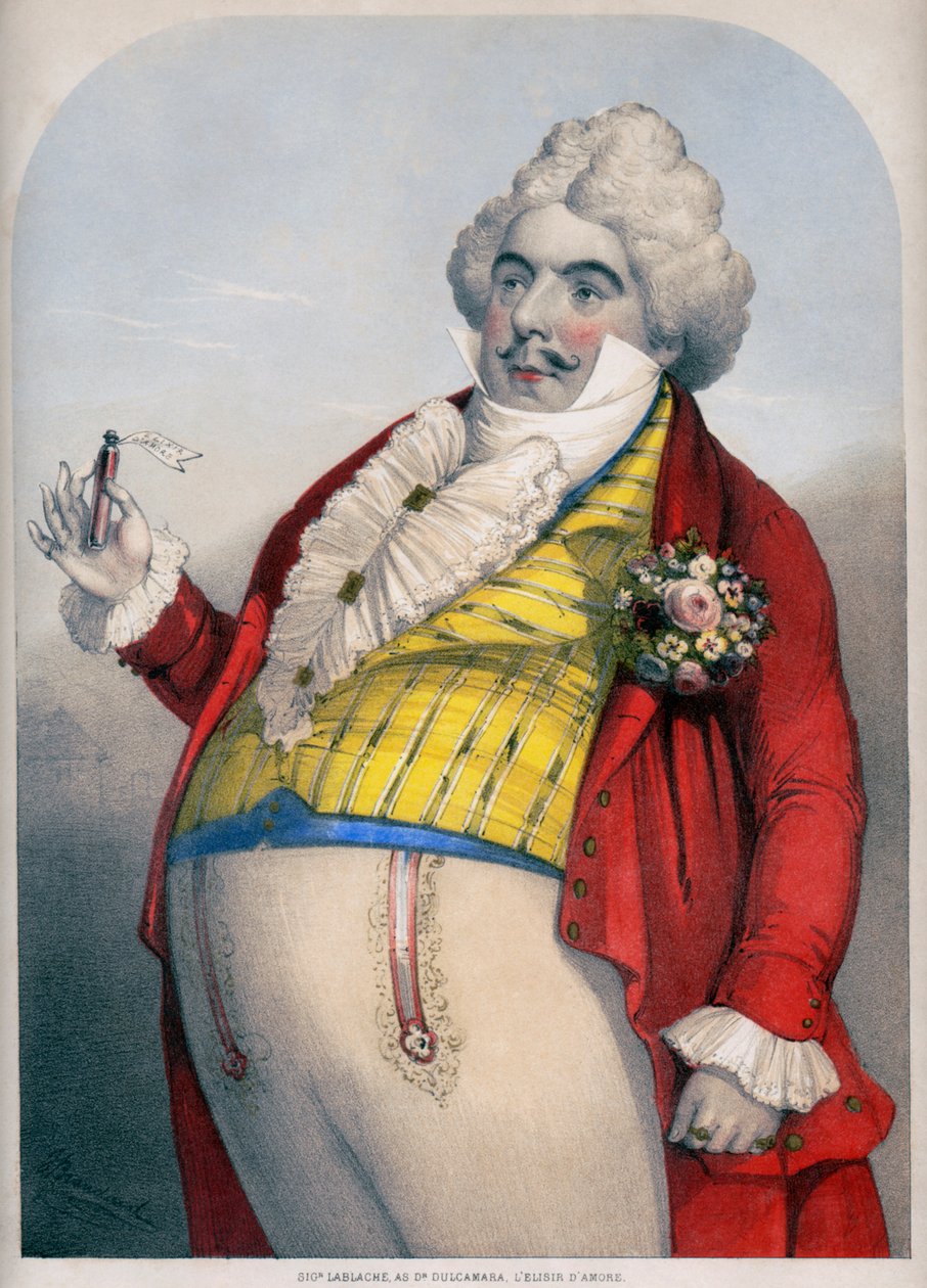 Luigi Lablache, italiensk bas som Dr. Dulcamara i Donizettis Kærlighedens eliksir af Unknown artist