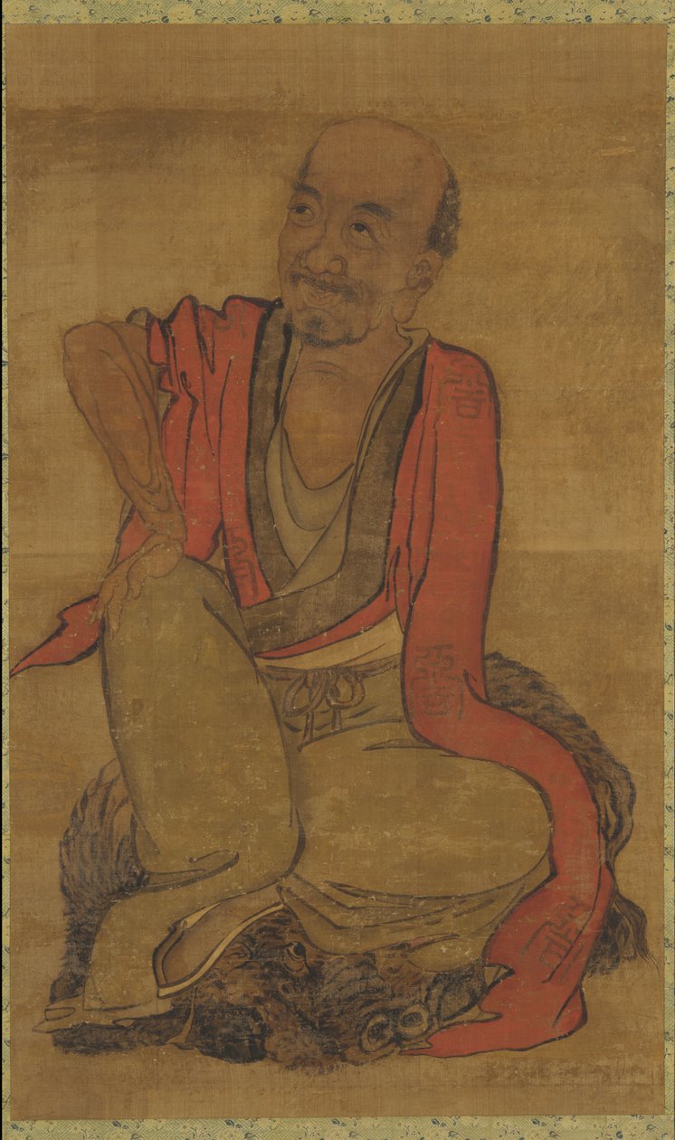 Luohan på et vandbøffelskind af Unknown artist