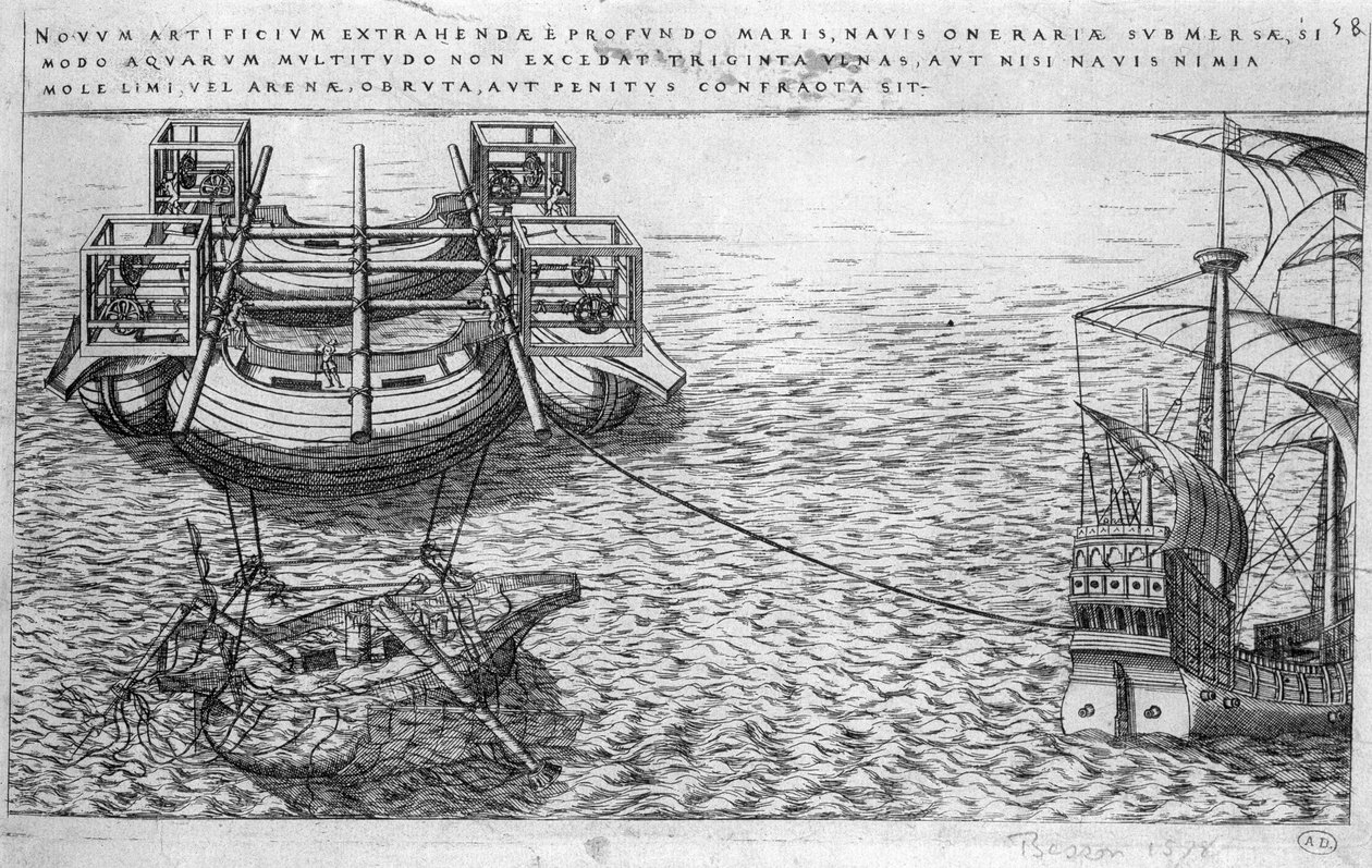 Maskine til redning af skibe i 1500-tallet - udg. 1578 af Unknown artist