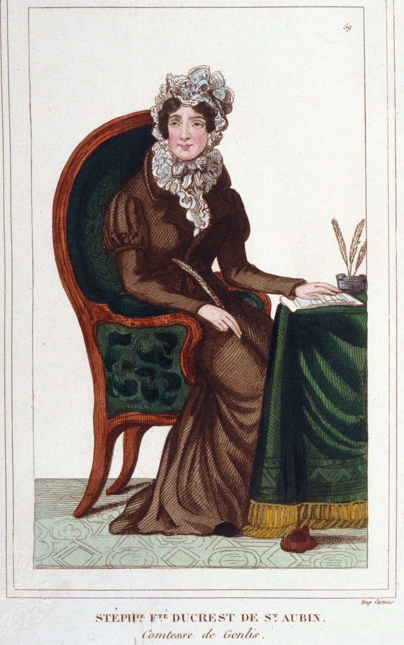 Madame de Genlis - Portræt af Stephanie Felicite af Crest of Saint-Aubin (Saint Aubin af Unknown artist