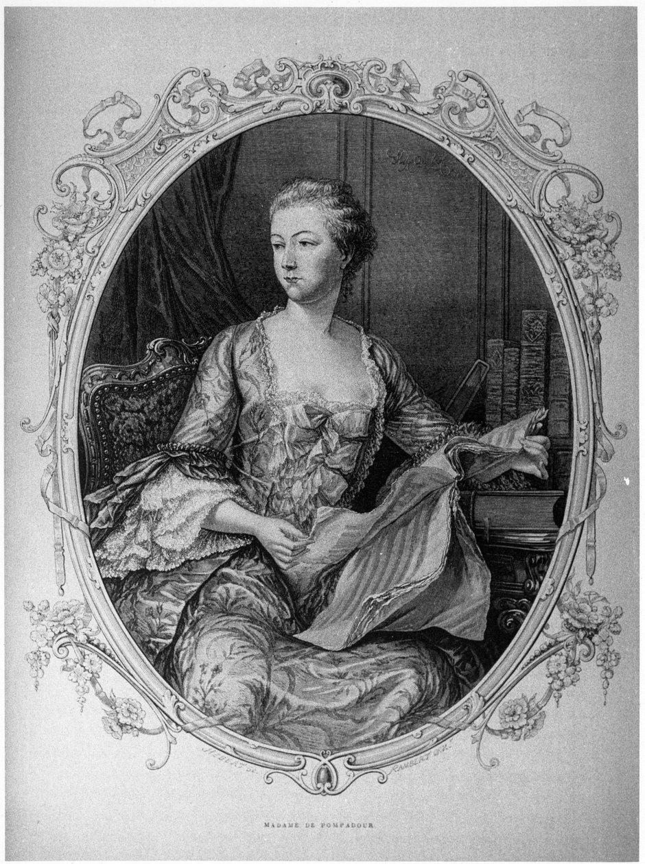 Madame de Pompadour, Jeanne Antoinette Poisson (1721-1764) (Marquise de Pompadour) favorit af Louis XV - Musee Carnavalet. af Unknown artist