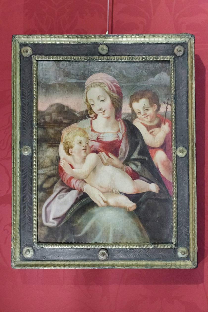 Madonna med barn og Johannes Døberen af Unknown artist