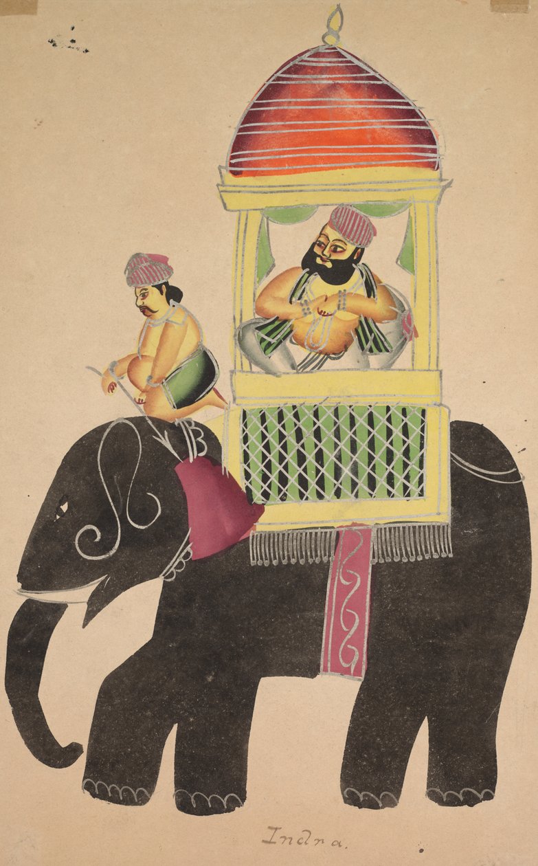 Mahant of Tarakeshwar rider på en elefant af Unknown artist