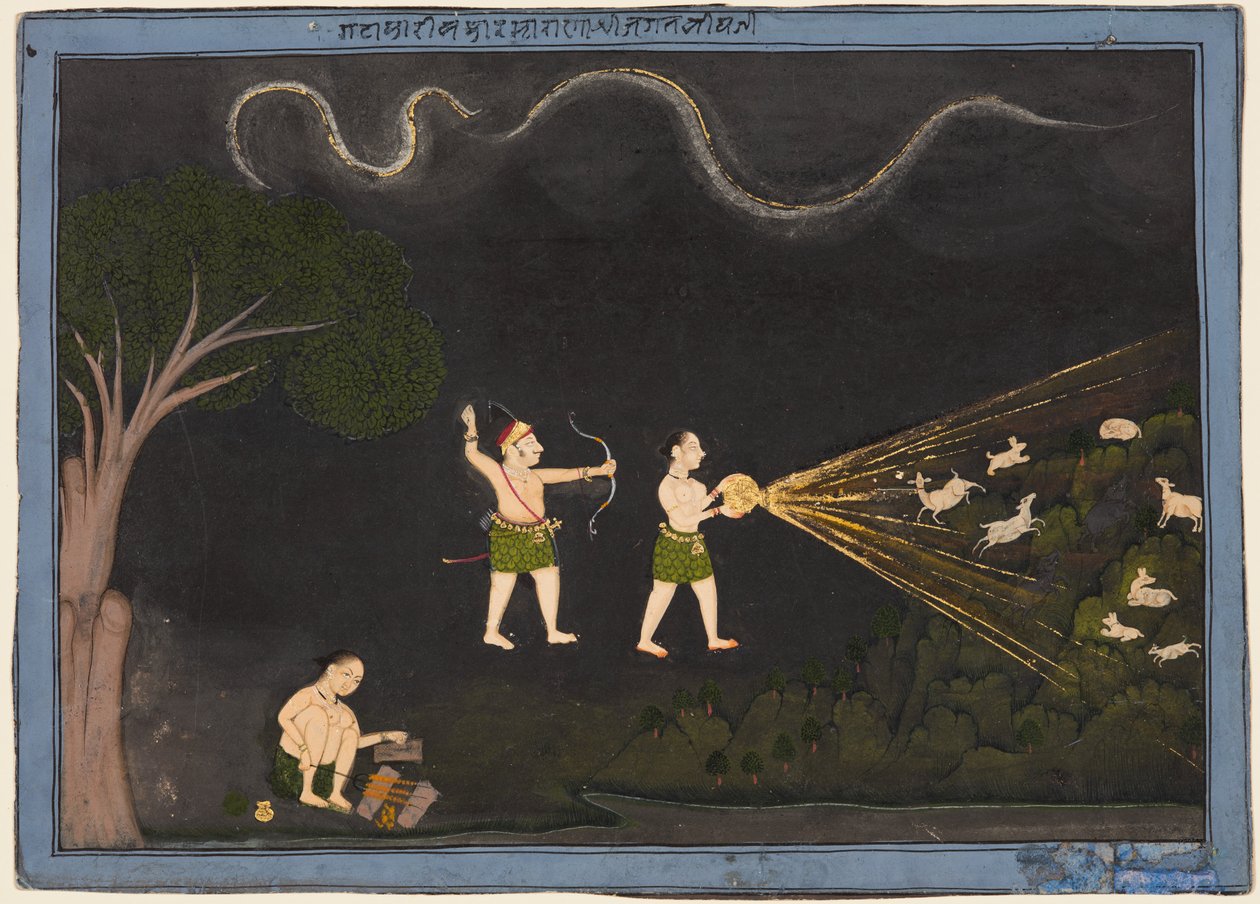 Maharana Jagat Singh II af Mewar (r. 1734–51) klædt ud som en Bhil, der jager hjorte om natten af Unknown artist