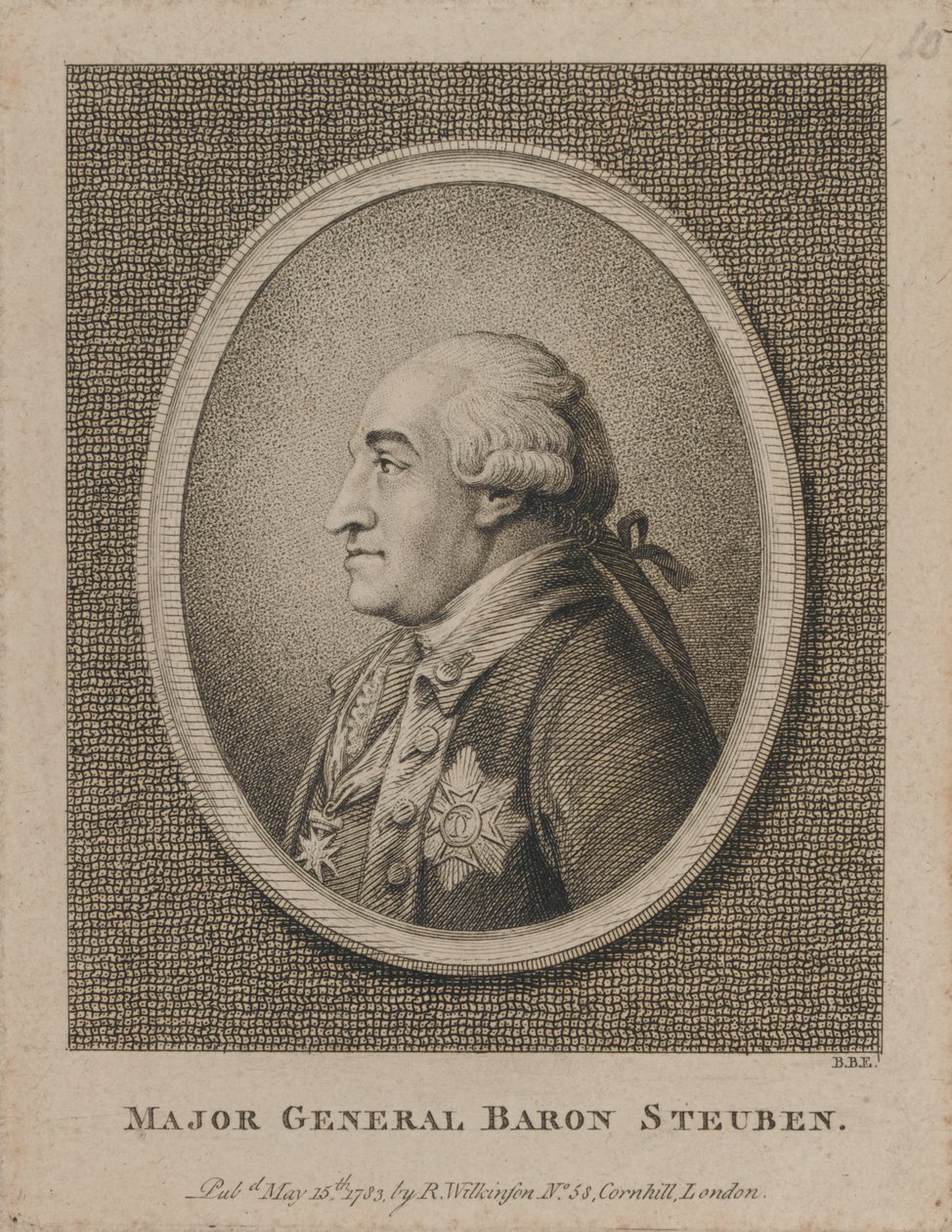 Generalmajor Baron Steuben (radering) af Unknown artist