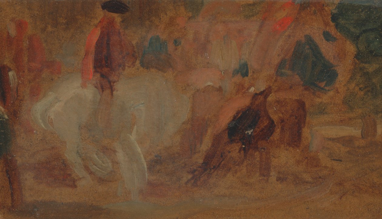 Mand på en hvid hest af Unknown artist