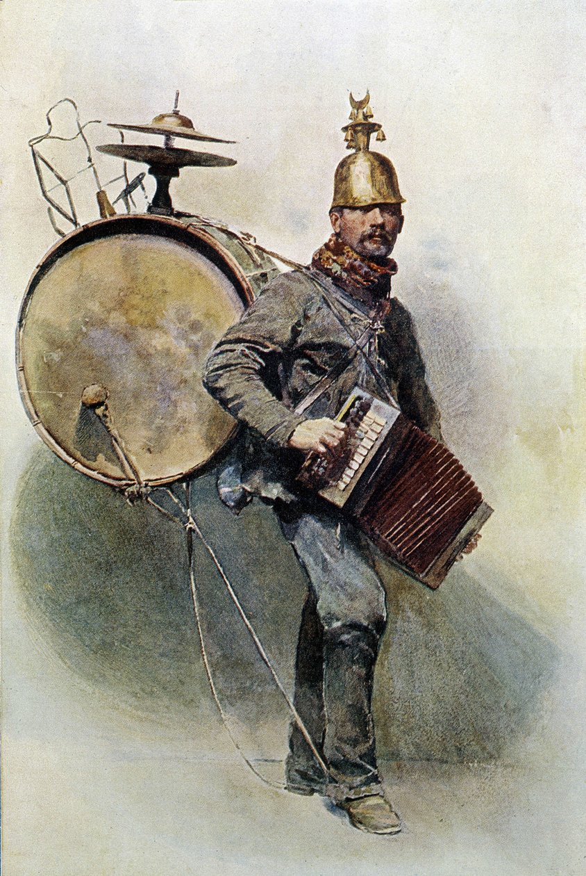 Mandsorkester - tegning, slutningen af 1800-tallet af Unknown artist