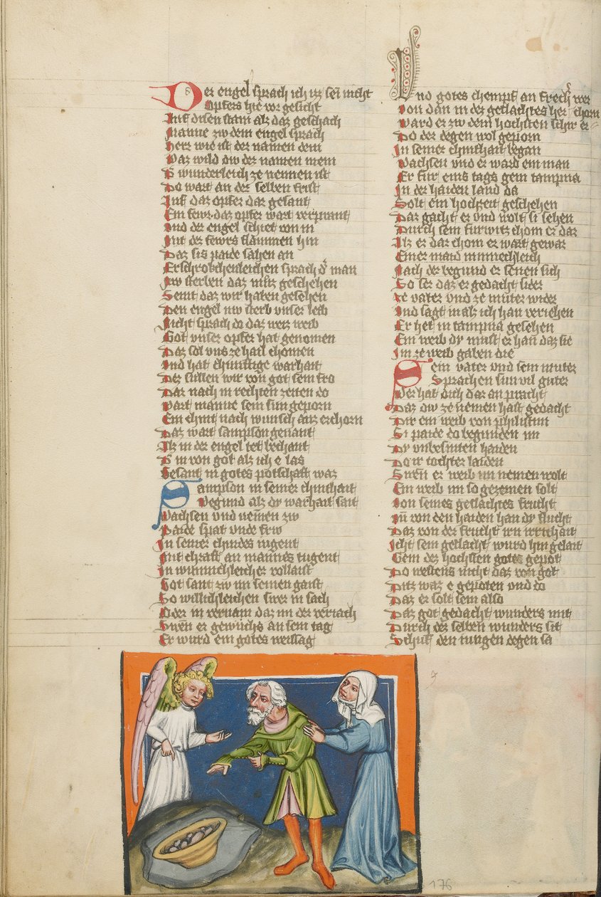 Manoah og hans kone tilbyder et måltid til englen af Unknown artist
