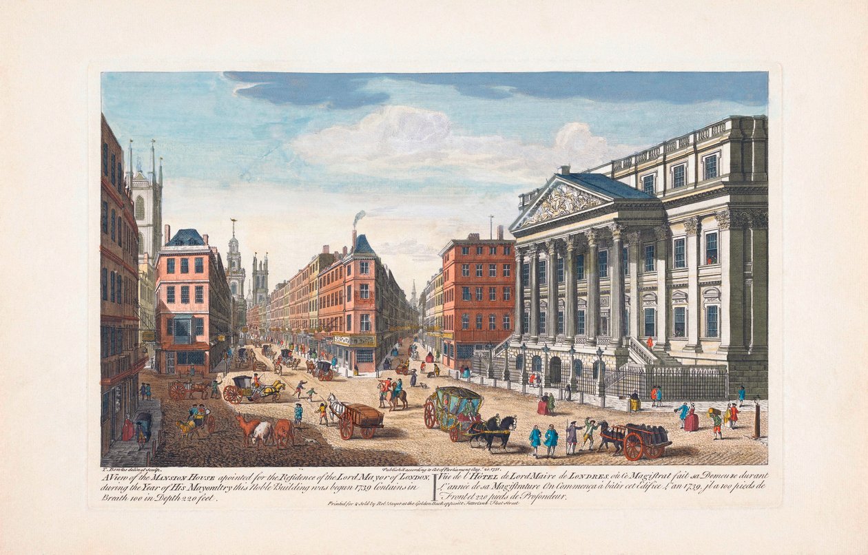 Mansion House, London i det 18. århundrede af Unknown artist