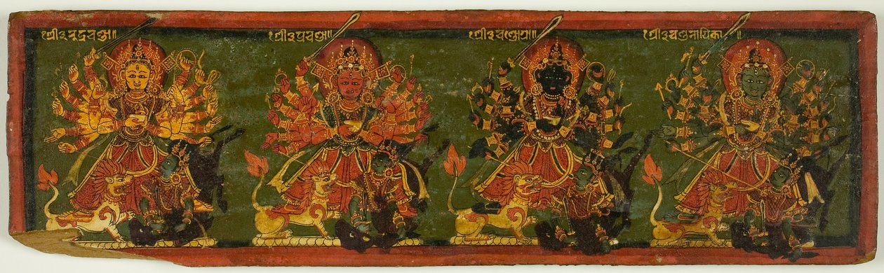 Manuskriptomslag fra forherligelsen af den store gudinde (Devimahatmya) af Unknown artist