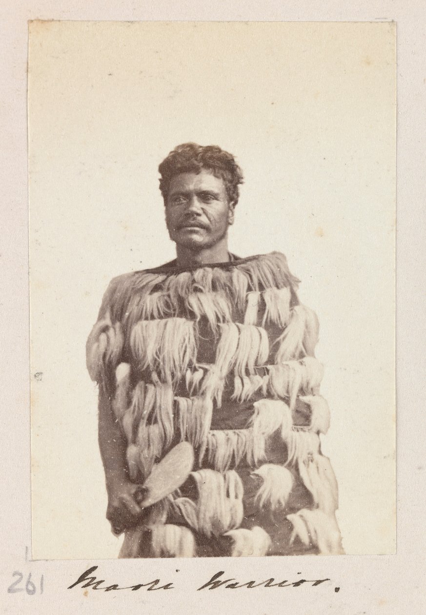 Maori-kriger, ca. 1876 (s/h-foto) af Unknown artist