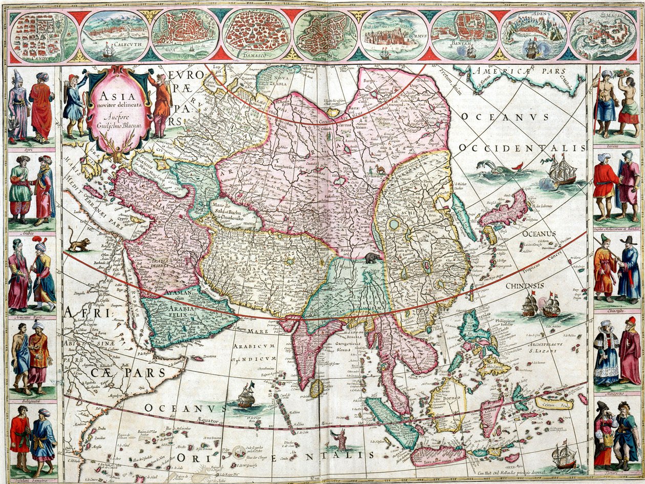 Kort over Asien fra Bleau Atlas af Unknown artist